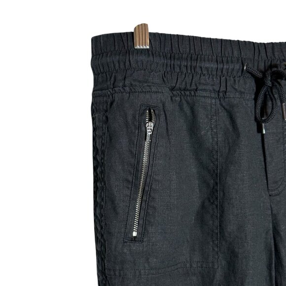 Athleta Womens Black Linen Jogger Pants Size 10/10T With Elastic Waist & Zipper - Picture 3 of 7